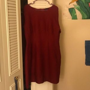 Long sleeve form fitting dark red dress